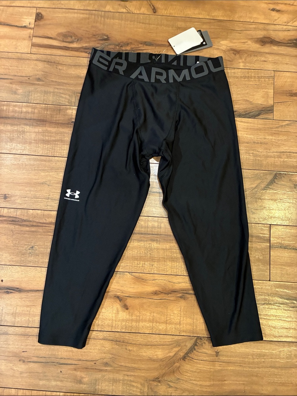 Under Armour Kids Black Logo Waistband Performance Leggings HeatGear
